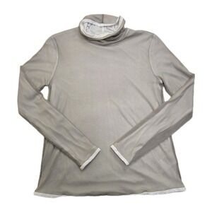 S Max Mara Turtleneck Long Sleeve Double Layer Mesh Beige Classic Casual Medium